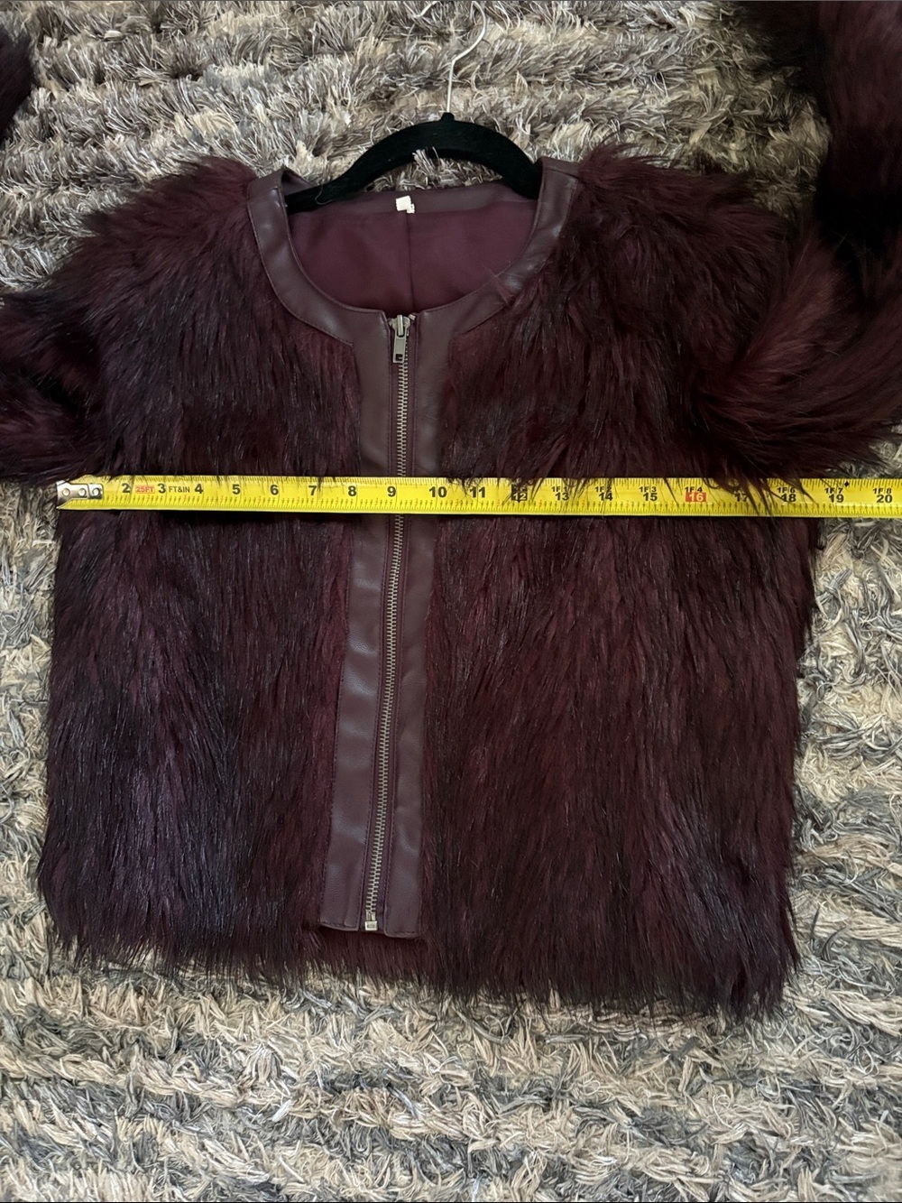 NWOT! Luxurious Burgundy Faux Fur Jacket, Size XS - Picture 10 of 12